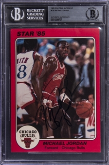 1985 Star "Team Supers 5x7" #CB1 Michael Jordan Signed Card – BGS Authentic